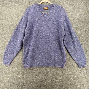 Vintage ALPS Sweater Mens L Blue V-Neck Pullover Cottage 90s Goblincore USA Made